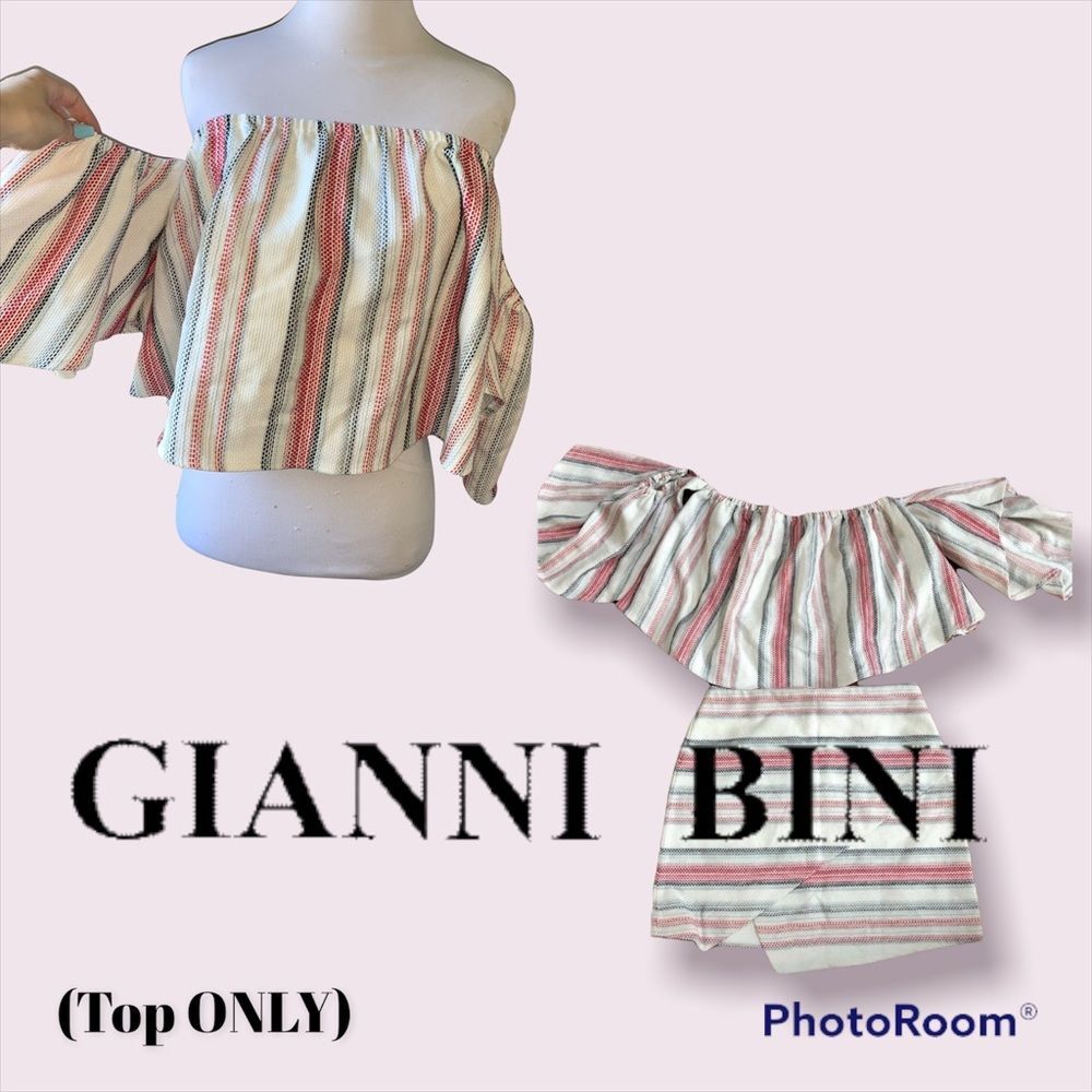 GB Lg Woven Off The Shoulder Crop Top Gianni Bini